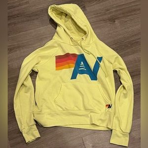 Aviator Nation Neon Yellow Logo Hoodie- XS